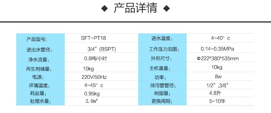 中央軟水規(guī)格參數(shù)